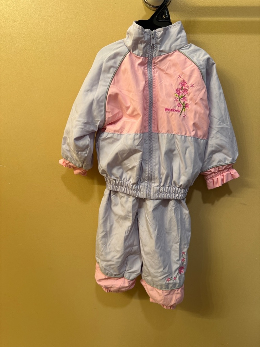 Reebok Pink and Lavender Floral Embroidered Girls sweatsuit